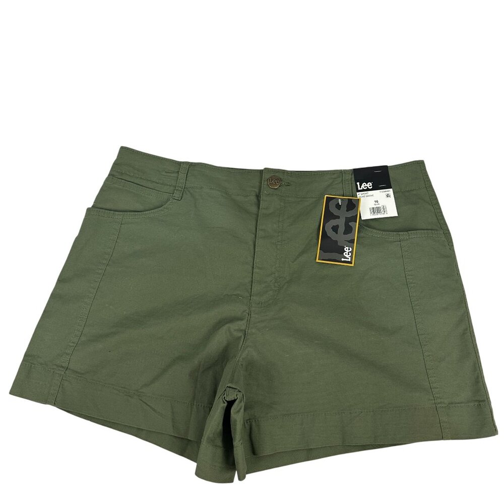 Lee Womens Olive Grove 4 Inch Shorts Size 16 Cotton Blend Casual Lightweight